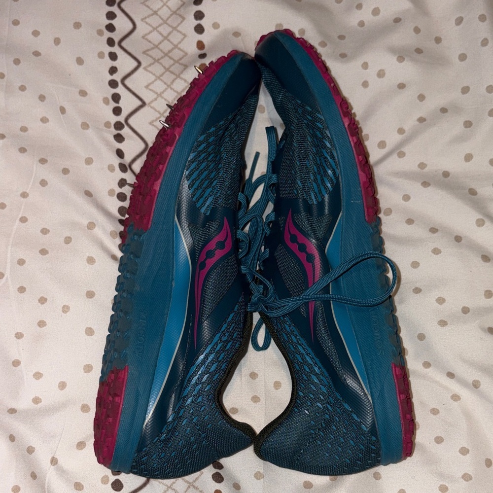 Saucony Kilkenny XC 8 Spike Teal & Pink Track Shoes w Spikes Included - Picture 8 of 10